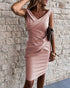Plain Ruched Sleeveless Work Dress